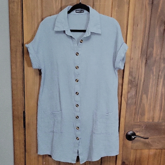 SHEIN Light Blue Button-Up Dress - Picture 1 of 3